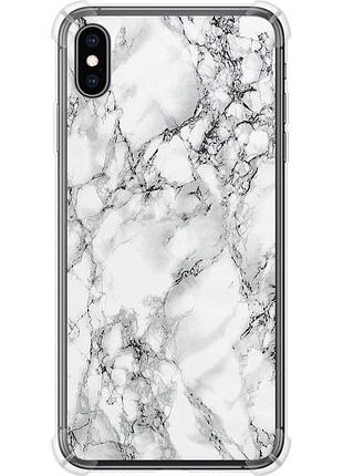 Чехол силикон с усиленными углами на телефон iphone xs max мрамор белый "4480sp-1557-58250"