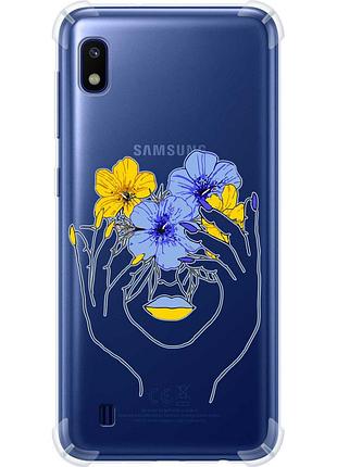 Чохол силіконовий протиударний с посиленими кутами патріотичний на телефон samsung galaxy a10 2019 a105f дівчина v4