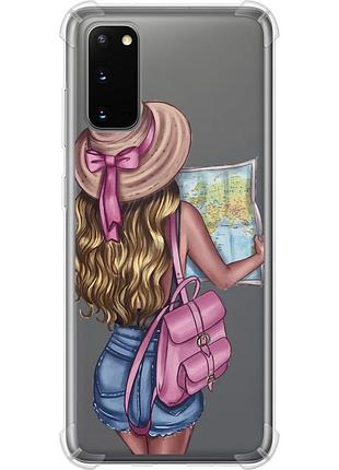 Чохол силіконовий протиударний с посиленими кутами на телефон samsung galaxy s20 дівчина з картою "4704sp-1824-58250"