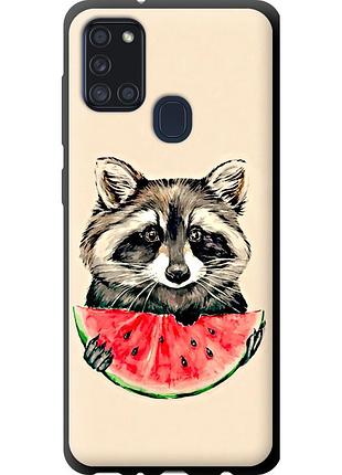 Чехол tpu на телефон samsung galaxy a21s a217f енотик с арбузом "4605b-1943-58250"