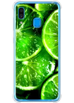 Чехол силикон с усиленными углами на телефон samsung galaxy a30 2019 a305f зелёные дольки лимона "852sp-1670-58250"