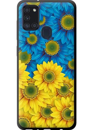 Чехол tpu патриотический на телефон samsung galaxy a21s a217f жёлто-голубые цветы "1048b-1943-58250"