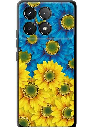 Чехол tpu патриотический на телефон xiaomi poco f6 pro жёлто-голубые цветы "1048b-3755-58250"