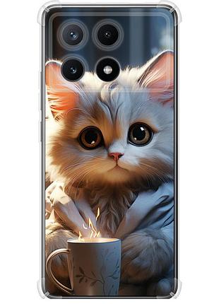 Чехол силикон с усиленными углами на телефон xiaomi poco x6 pro white cat "5646sp-3497-58250"