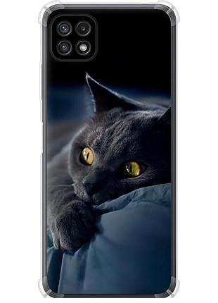 Чехол силикон с усиленными углами на телефон samsung galaxy a22 5g a226b дымчатый кот "825sp-2581-58250"