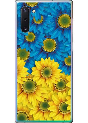 Чехол 2d пластиковый патриотический на телефон samsung galaxy note 10 жёлто-голубые цветы "1048t-1718-58250"