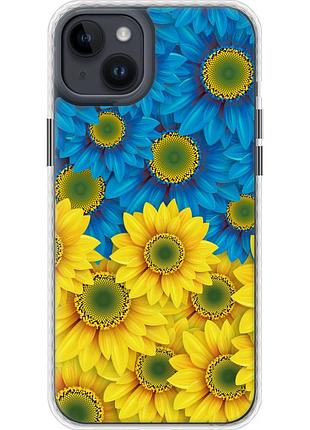 Чехол чехол bumper патриотический на телефон iphone 14 plus жёлто-голубые цветы "1048pc-2645-58250"