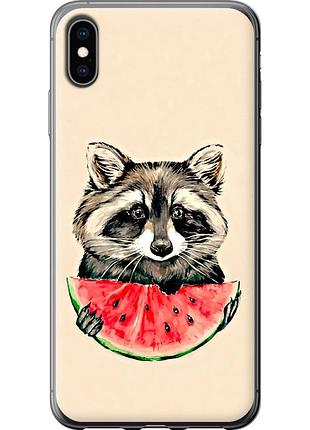 Чехол силиконовый на телефон iphone xs max енотик с арбузом "4605u-1557-58250"