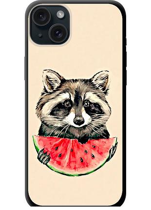 Чехол tpu на телефон iphone 15 plus енотик с арбузом "4605b-3097-58250"
