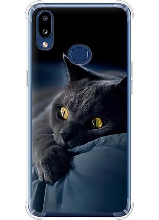 Чохол силіконовий протиударний с посиленими кутами на телефон samsung galaxy a10s a107f димчастий кіт "825sp-1776-58250"