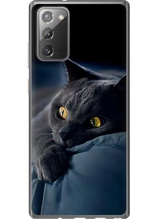 Чехол 2d пластиковый на телефон samsung galaxy note 20 дымчатый кот "825t-2036-58250"