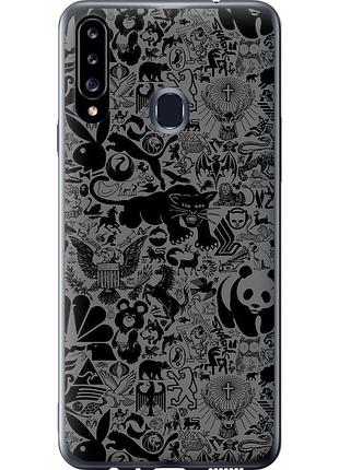 Чехол 2d пластиковый на телефон samsung galaxy a20s a207f чёрно-серый стикер бомбинг "2432t-1775-58250"