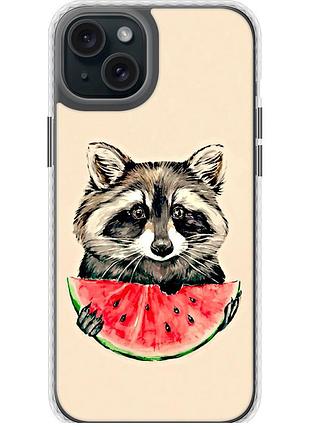 Чехол чехол bumper magsafe на телефон iphone 15 plus енотик с арбузом "4605pm-3097-58250"