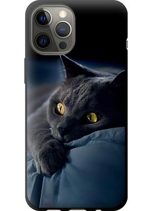 Чехол tpu на телефон iphone 12 pro max дымчатый кот "825b-2054-58250"