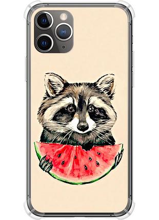 Чехол силикон с усиленными углами на телефон iphone 11 pro max енотик с арбузом "4605sp-1723-58250"