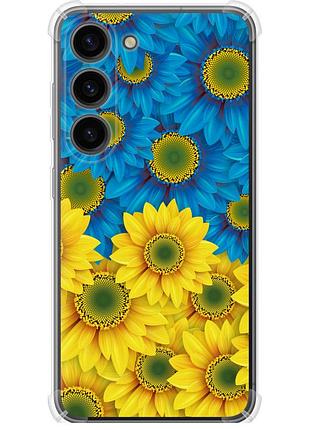 Чехол силикон с усиленными углами патриотический на телефон samsung galaxy s23 жёлто-голубые цветы "1048sp-2907-58250"