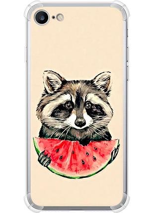 Чехол силикон с усиленными углами на телефон iphone 7 енотик с арбузом "4605sp-336-58250"