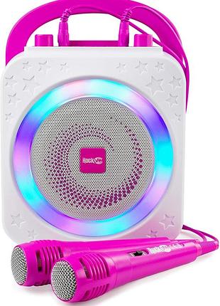 Портативная караоке-система rockjam karaoke party speaker rjps150rl-rg bluetooth с 2 микрофонами и led-подсветкой (rose gold)