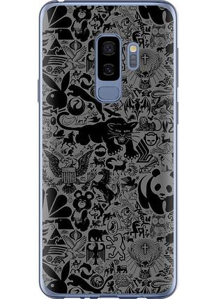 Чохол силіконовий на телефон samsung galaxy s9 plus чорно-сірий стікер бомбінг "2432u-1365-58250"