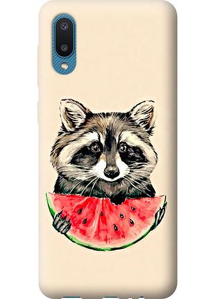 Чохол 2d пластиковий на телефон samsung galaxy a02 a022g єнотик з кавуном "4605t-2260-58250"