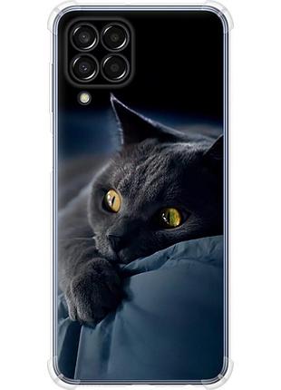 Чехол силикон с усиленными углами на телефон samsung galaxy m33 m336b дымчатый кот "825sp-2633-58250"