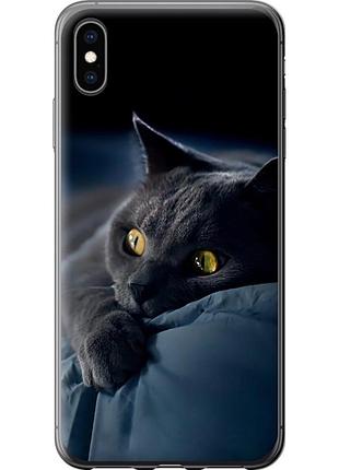 Чохол силіконовий на телефон iphone xs max димчастий кіт "825u-1557-58250"