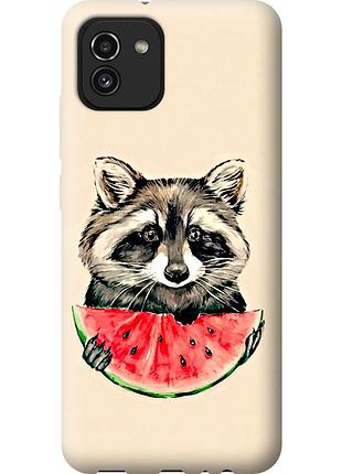Чехол силиконовый на телефон samsung galaxy a03 a035f енотик с арбузом "4605u-2499-58250"