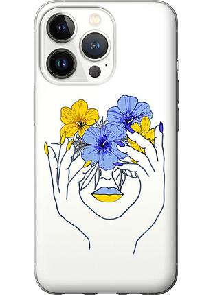 Чохол 2d пластиковий патріотичний на телефон iphone 13 pro дівчина v4 "5276t-2372-58250"