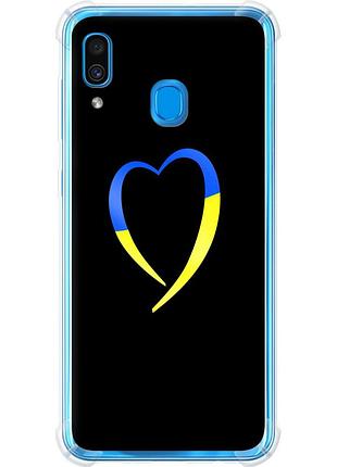 Чехол силикон с усиленными углами патриотический на телефон samsung galaxy a30 2019 a305f жёлто-голубое сердце "885sp-1670-58250"