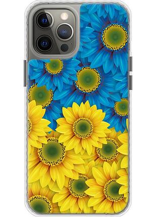 Чехол чехол bumper патриотический на телефон iphone 12 pro max жёлто-голубые цветы "1048pc-2054-58250"