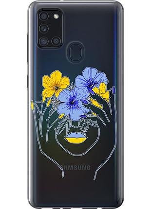 Чехол 2d пластиковый патриотический на телефон samsung galaxy a21s a217f девушка v4 "5276t-1943-58250"
