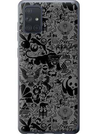 Чехол силиконовый на телефон samsung galaxy a71 2020 a715f чёрно-серый стикер бомбинг "2432u-1826-58250"