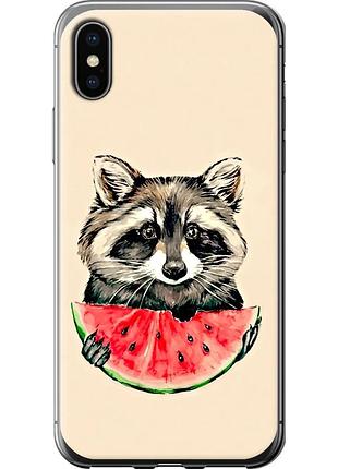 Чохол силіконовий на телефон iphone x єнотик з кавуном "4605u-1050-58250"