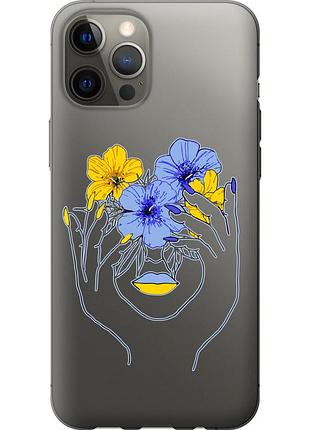 Чехол 2d пластиковый патриотический на телефон iphone 12 pro max девушка v4 "5276t-2054-58250"