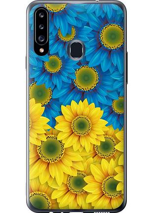 Чехол 2d пластиковый патриотический на телефон samsung galaxy a20s a207f жёлто-голубые цветы "1048t-1775-58250"
