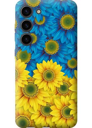 Чехол силиконовый патриотический на телефон samsung galaxy s23 жёлто-голубые цветы "1048u-2907-58250"