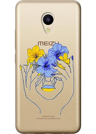 Чохол 2d пластиковий патріотичний на телефон meizu m5 дівчина v4 "5276t-420-58250"