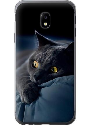 Чехол силиконовый на телефон samsung galaxy j3 (2017) дымчатый кот "825u-650-58250"