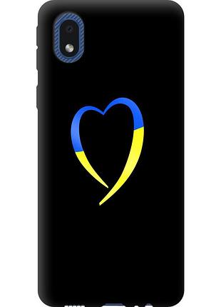 Чехол силиконовый патриотический на телефон samsung galaxy a01 core a013f жёлто-голубое сердце "885u-2065-58250"
