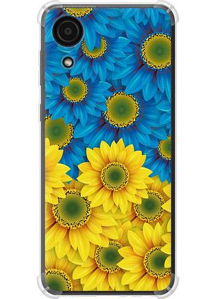 Чехол силикон с усиленными углами патриотический на телефон samsung galaxy a03 core a032f жёлто-голубые цветы "1048sp-2539-58250"