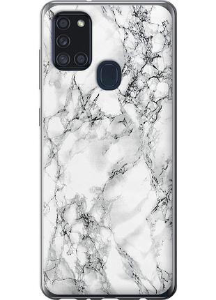 Чехол 2d пластиковый на телефон samsung galaxy a21s a217f мрамор белый "4480t-1943-58250"