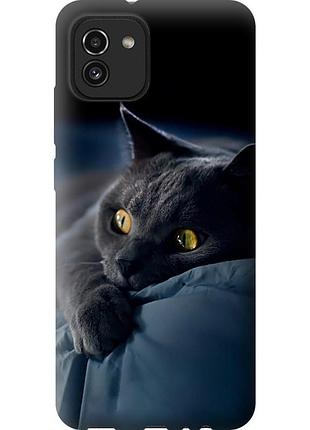 Чехол силиконовый на телефон samsung galaxy a03 a035f дымчатый кот "825u-2499-58250"