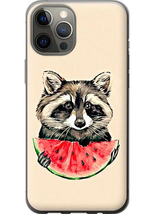 Чехол 2d пластиковый на телефон iphone 12 pro max енотик с арбузом "4605t-2054-58250"