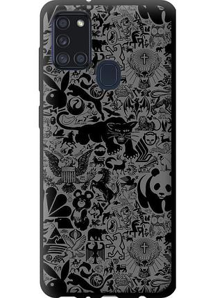 Чехол tpu на телефон samsung galaxy a21s a217f чёрно-серый стикер бомбинг "2432b-1943-58250"