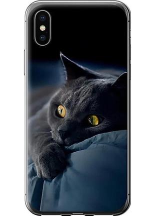 Чехол силиконовый на телефон iphone x дымчатый кот "825u-1050-58250"