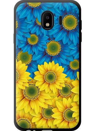 Чехол tpu патриотический на телефон samsung galaxy j4 2018 жёлто-голубые цветы "1048b-1487-58250"