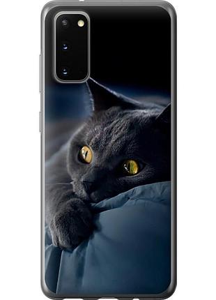 Чехол силиконовый на телефон samsung galaxy s20 дымчатый кот "825u-1824-58250"