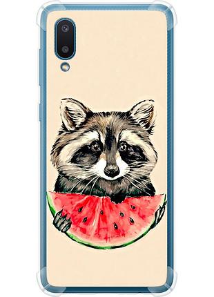 Чохол силіконовий протиударний с посиленими кутами на телефон samsung galaxy a02 a022g єнотик з кавуном "4605sp-2260-58250"