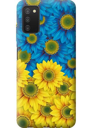 Чохол 2d пластиковий патріотичний на телефон samsung galaxy a03s a037f жовто-блакитні квіти "1048t-2381-58250"