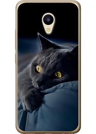 Чохол 2d пластиковий на телефон meizu m5 димчастий кіт "825t-420-58250"